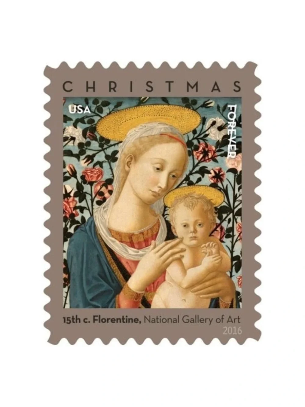 100pcsChristmas Florentine Madonna and Child Forever Stamps - Cream